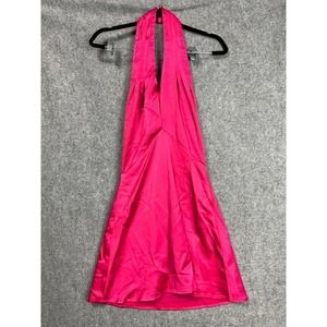 Revolve Dress Women Small Pink Halterneck Satin Plunging V Neck Open Back Midi